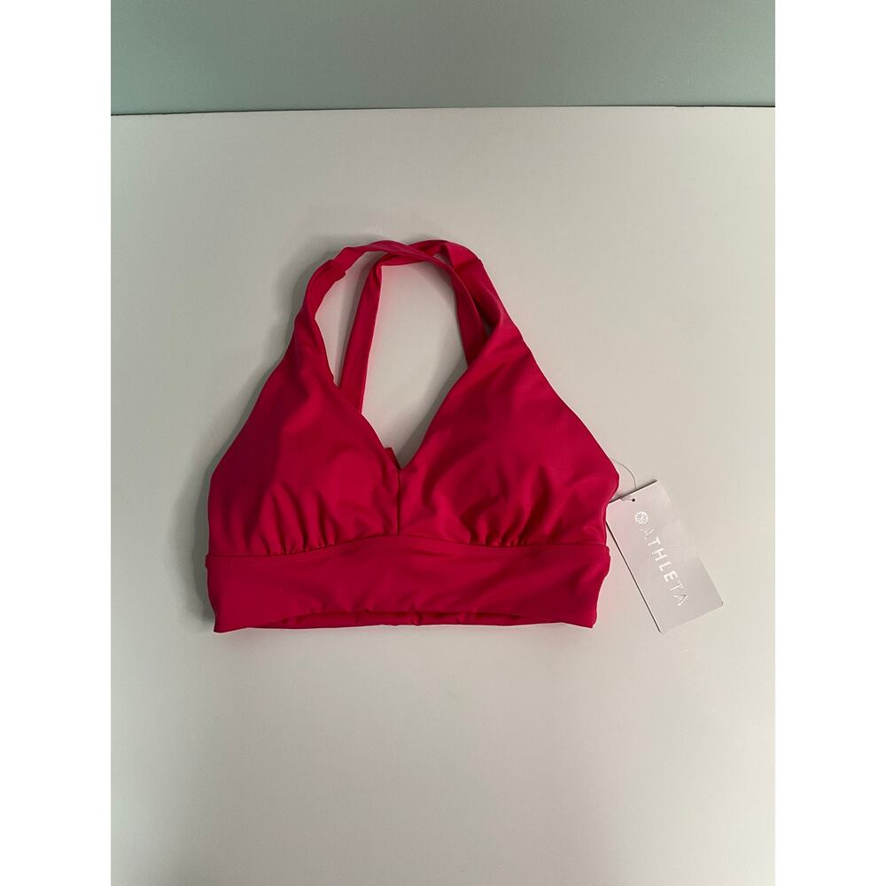 NWT! Athleta Plunge Halter Bikini Top - Bright Pink - Size XS